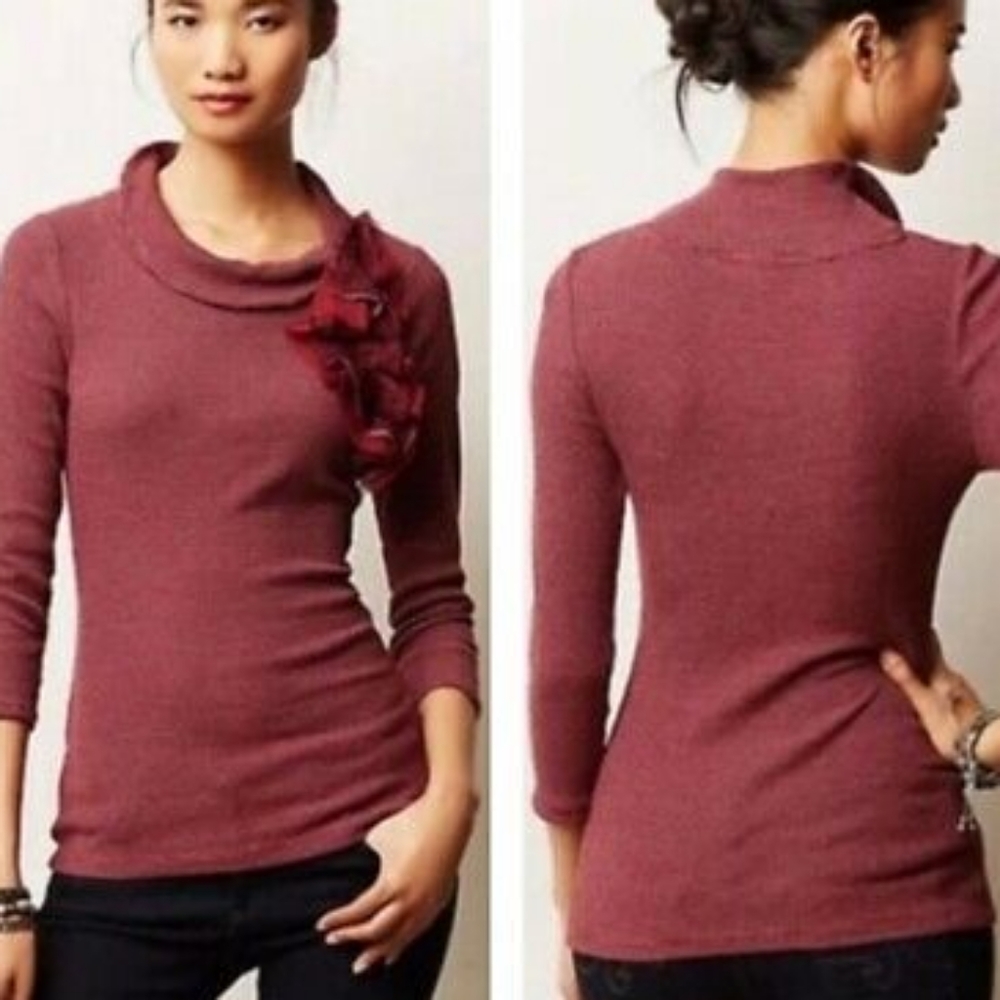 Anthropologie Deletta Ophelia Ruffle Top Red M